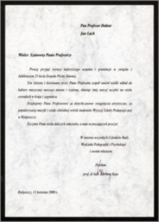 Gratulacje od Rady Wydziału Pedagogiki i Psychologii