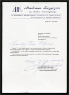 Gratulacje z okazji 35-lecia Zespołu Pieśni Dawnej