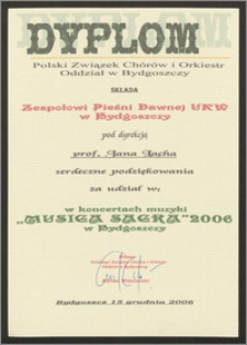 Udział w koncertach muzyki "Musica Sacra"