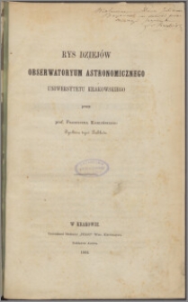 Rys dziejów Obserwatorium Astronomicznego Uniwersytetu Krakowskiego