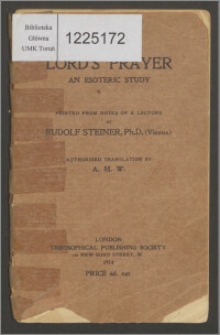 The Lord's prayer : an esoteric study