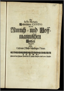 Der In Re Herbaria Wohlerfahrne Cvpido Bey der Ruttich- und Hoffmannischen Hochzeit Vorgestelt Von Einen Getreuen Pflicht-Schuldigen Diener