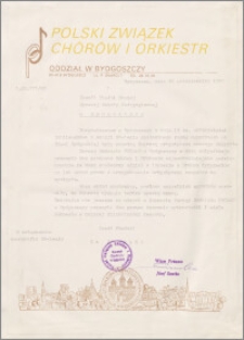 Podziękowanie dla Zespółu Pieśni Dawnej Wyższej Szkoły Pedagogicznej w Bydgoszczy