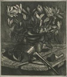 Martwa natura z konewką i fiołkami