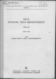 Akta Stanów Prus Królewskich. T. 7, (1516-1520)