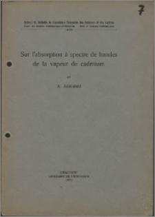 O absorbcji pasmowej w parze kadmu