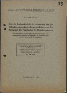 O wyznaczeniu anizotropji przyporządkowanych cząsteczkom oscylatorów wirtualnych na podstawie pomiarów polaryzacji fluorescencji