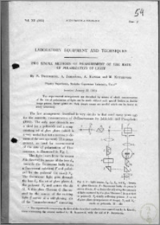 Two simple Methods of Measurements of the Rate of Polarization of Light
