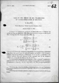 Note on the Theory of the Polarization of Photoluminescence of Solutions