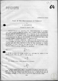 Yield of Photoluminescence of Solutions
