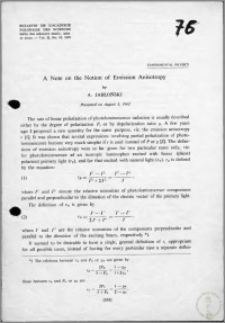 A Note on the Notion of Emission Anisotropy