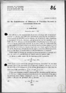 On the Determination of Directions of Transition Moments in Luminescent Molecules