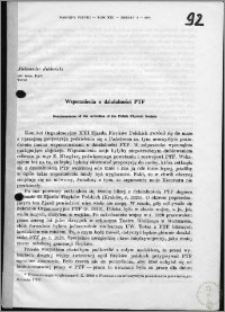 Wspomnienia o działalnosci PTF