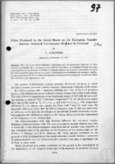 Effect Produced by the Initial Shock on the Excitation Transfer between Identical Luminescent Molecules in Solutions