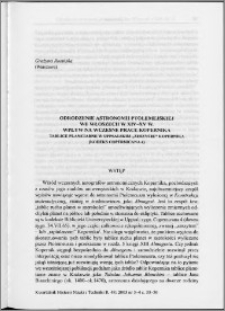 Odrodzenie astronomii ptolemejskiej we Włoszech w XIV-XV w. : wpływ na wczesne prace Kopernika : tablice planetarne w uppsalskim "zeszycie" Kopernika (kodeks Copernicana 4)