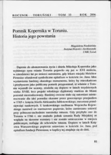 Pomnik Kopernika w Toruniu : historia jego powstania