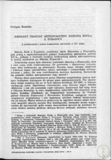 Nieznany traktat astronomiczny Marcina Króla z Żurawicy. Z problematyki i metod krakowskiej astronomii w XV wieku