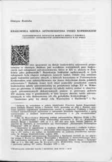 Krakowska szkoła astronomiczna przed Kopernikiem : zainteresowania techniczne Marcina Króla z Żurawicy i znajomość instrumentów astronomicznych w XV wieku