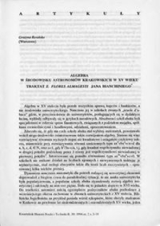 Algebra w kręgu astronomów krakowskich XV wieku