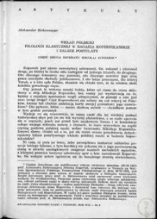 Wkład polskiej filologii klasycznej w badania kopernikańskie i dalsze postulaty. Część druga referatu Mikołaj Kopernik
