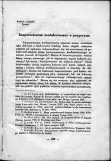 Korporacjonizm średniowieczny a pauperyzm