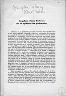 Esquisse d'une histoire de la spiritualité polonaise