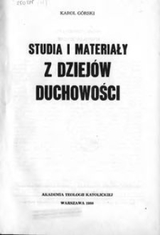 Studia i materiały z dziejów duchowości
