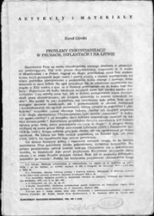 Problemy chrystianizacji w Prusach, Inflantach i na Litwie