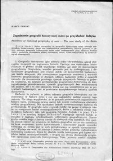 Problems of historical geography of seas : the case study of the Baltic