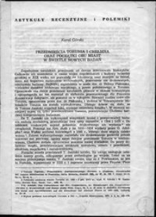 Przedmieścia Torunia i Chełmna oraz początki obu miast w świetle nowych badań