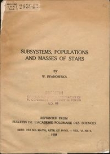 Subsystems, Populations and masses of Stars