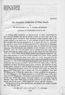 The Population assignment of White Dwarfs