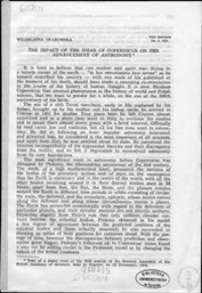 The impact of the ideas of Copernicus on the advancement of astronomy