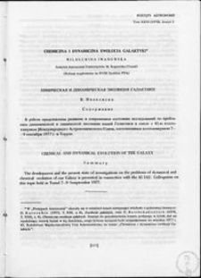 Chemiczna i galaktyczna ewolucja Galaktyki