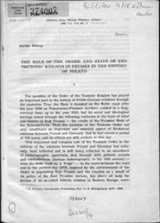 The role of the order and state of the Teutonic Knights in Prussia in the history of Poland