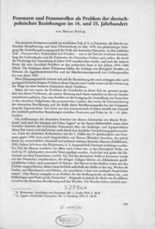 Pommern und Pommerellen als Problem der deutsch-polnischen Beziehungen im 14. und 15. Jahrhundert