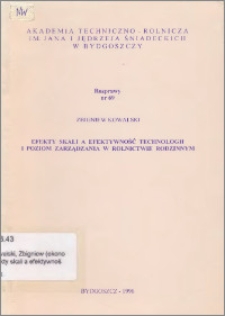 Efekty skali a efektywność technologii i poziom zarządzania w rolnictwie rodzinnym