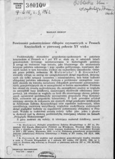 Powinności pańszczyźniane chłopów czynszowych w Prusach Krzyżackich w pierwszej połowie XV wieku