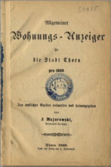 Allgemeiner Wohnungs-Anzeiger für die Stadt Thorn pro 1869