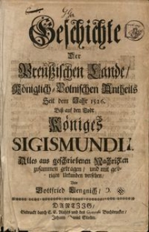Geschichte der Preußischen Lande königlisch-polnischen Antheils..., t. 1