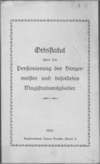 Ortsstatut über aus Pensionierung der Bürgermeister und besoldeten Magistratsmitglieder