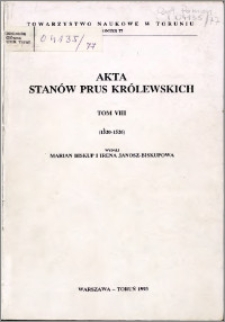Akta Stanów Prus Królewskich .T. 8, (1520-1526)
