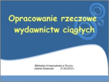 Opracowanie rzeczowe wydawnictw ciągłych