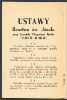 Ustawy Bractwa św. Józefa przy Kościele Chrystusa Króla, Toruń- Mokre