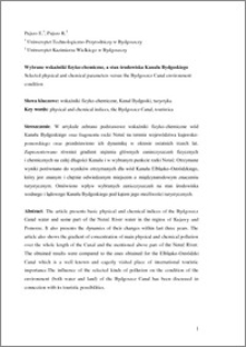 Wybrane wskaźniki fizyko-chemiczne, a stanśrodowiska Kanału Bydgoskiego