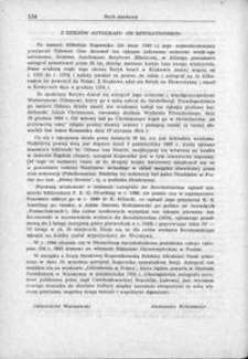 Z dziejów autografu " De revolutionibus"