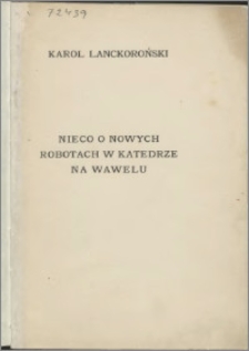 Nieco o nowych robotach w Katedrze na Wawelu