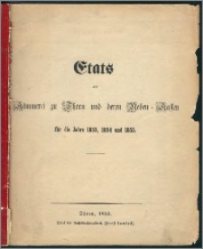 Etats der Kämmerei zu Thorn und deren Neben-Kassen für die Jahre 1853, 1854 und 1855