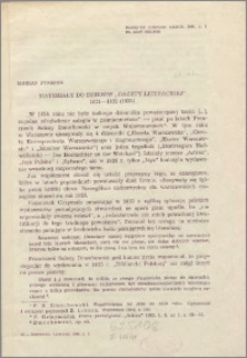 Materiały do dziejów "Gazety Literackiej" : 1821-1822 (1823)