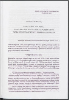 Ostatnie lata Samuela Bogumiła Lindego (1831-1847). Próba szkicu do portretu starego człowieka